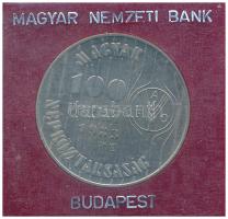 1983. 100Ft Cu-Ni "FAO - Több gabonát a világnak" bordó műbőr tokban, tanúsítvánnyal T:BU
...