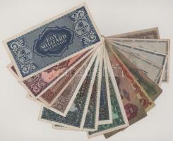 15db-os, egy kivétellel mind magyar Pengő bankjegy, közte 1946. 10.000.000AP T:F,VG közte szép papír