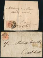 1850 2 db levél 3kr bérmentesítéssel / Mi 3 on 2 covers, "AGRAM" - "KARLSTADT" +...