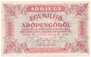 1946. 1.000.000AP vastagabb fehér papíron T:AU,XF Adamo P53