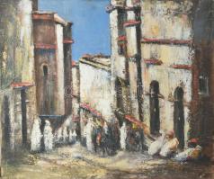 Olvashatatlan jelzéssel (Camille Vailet?), XX. sz. második fele: Medina kapujában. Olaj, vászon. 46x...