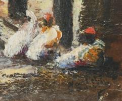 Olvashatatlan jelzéssel (Camille Vailet?), XX. sz. második fele: Medina kapujában. Olaj, vászon. 46x...