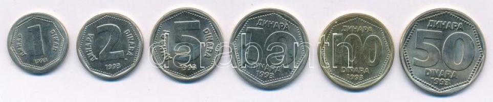 Jugoszlávia 1993. 1D-100D (6xklf) T:AU Yugoslavia 1993. 1 Dinar - 100 Dinara (6xdiff) C:AU