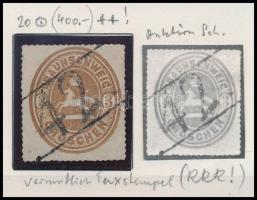 Német Államok Braunschweig 1865 Mi 20 (kis papírelvékonyodás / thin paper), nagyon ritka "42" számbélyegzéssel (Mi EUR 200.-) RRR!