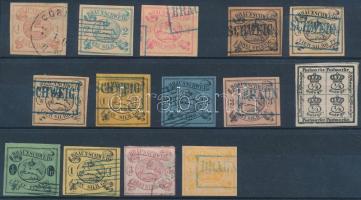 Német Államok Braunschweig 1852/65 14 db bélyeg Mi 1-3, 4-8, 9, 10-12, 14, 20 garancia nélkül (valószínű újnyomatok) / most probably reprints, no guarantee