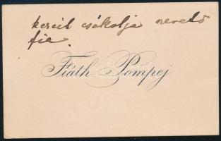 cca 1880 Eörményesi és karánsebesi Fiáth Pompej (1862-1909), Gyulassy Emma (1867-1930) férjének névj...