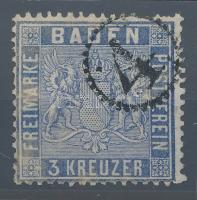 Német Államok Baden 1860 Mi 10 ritka "UHRRAD" bélyegzéssel "4" R!