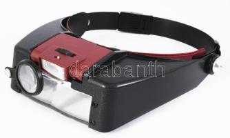 Fejre rögzíthető ledes nagyító, dobozában.