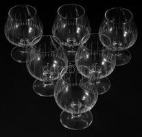 cca 1930/50 Kristály talpas likőrös pohár szett, 6 darab, hibátlan, m: 10 cm