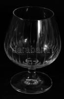 cca 1930/50 Kristály talpas likőrös pohár szett, 6 darab, hibátlan, m: 10 cm