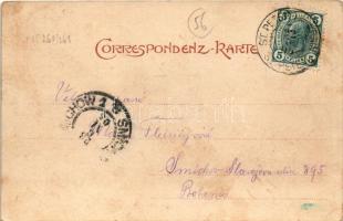 1905 Ljubljana, Laibach; Resselstrasse v. d. Jubiläumsbrücke, Apotheke zu Mariahilf / street view, p...