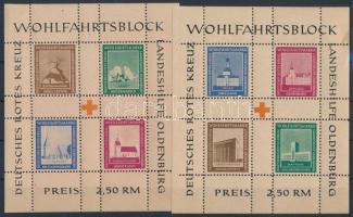 Németország Oldenburg magánkiadás 1948 Vöröskereszt blokkpár Mi Block I-II luxus minőségben