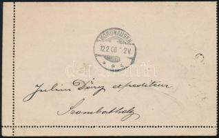 1900 5kr díjjegyes zárt levelezőlap vegyes bérmentesítéssel Turul 5f + 2 x 10f kiegészítéssel Németo...