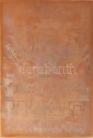 Zala Tibor (1920-2004): Ezeregyéjszaka IV. c. grafika réz nyomódúca és arról készült grafika. Réz ny...