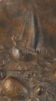 Borsos Miklós (1906-1990): Tengerpart. Bronz plakett, jelzett, 13x16 cm