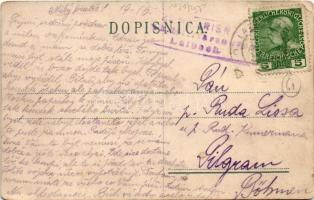 Ljubljana, Laibach; Marijo pojmo pocastit... / church, garden restaurant and café. J. Bonac litho (f...