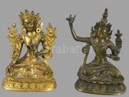9 darabos antik tibeti szobor és kegytárgy összeállítás. 19. sz. második fele - 20. sz. első fele. V...