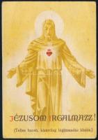 cca 1944 "Jézusom irgalmazz! (Teljes bucsú, kizárólag légitámadás idején.)", II. világháborús szentkép, 10x7 cm