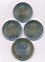 Portugália 1989-1991. 100Esc Cu-Ni/Ni-sárgaréz (3xklf) + 1991. 200Esc Cu-Ni/Ni-sárgaréz T:AU,XF Portugal 1989-1991. 100 Escudos Cu-Ni/Ni-Brass (3xdiff) + 1991. 200 Escudos Cu-Ni/Ni-Brass C:AU,XF