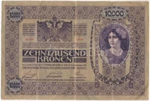 Ausztria 1918. 10.000K "1033 21629" "DEUTSCHÖSTERREICH" felülbélyegzéssel T:VG szakadások Austria 1918. 10.000 Kronen "1033 21629" with "DEUTSCHÖSTERREICH" overprint C:VG tears Krause P#66