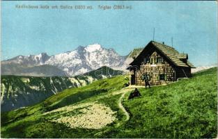 1923 Golica, Golitza, Kahkogel; Kadilnikova Koca vrh Golice, Triglav / tourist rest house (glue mark...