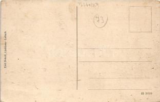 Ljubljana, Laibach; Presernova ulica / street view, restaurant, tram, publisher's shop (Emil Do...