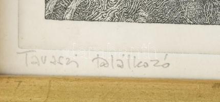 Kovács Tamás (1942-1999): Tavaszi találkozó. Rézkarc, papír, jelzett, üvegezett fakeretben, lapszéli...