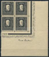 Liechtenstein 1938 Mi 171 ívsarki négyestömb Mi EUR 100,-)