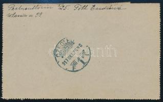 1917 Expressz 15f díjjegyes zárt levelezőlap 2 bélyeges kiegészítéssel