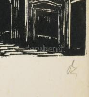 Olvashatatlan jelzéssel, erdélyi magyar grafikus: Városrészlet (Marosvásárhely?). Fametszet (kézi le...