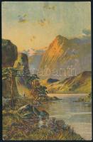 1930 Képeslap "PÁPA-BÁNHIDA" vasúti mozgóposta bélyegzéssel