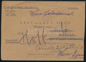 1920 Hivatalos levél Szentesre, visszaküldve Budapestre