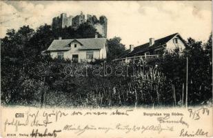 1904 Celje, Cilli; Burgruine von Süden / castle ruins. Verlag Fritz Rasch