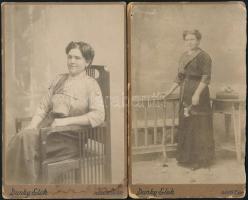cca 1910 Női portrék, 2 db keményhátú fotó Dunky Elek kolozsvári műterméből, egyik vágott, 16,5×10,5...