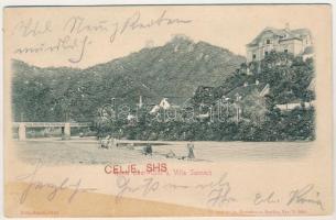 1926 Celje, Cilli; Ruine Ober-Cilli u. Villa Sanneck / castle ruins, villa. Fritz Rasch, Stengel &am...