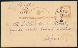 1878 2kr díjjegyes levelezőlap "LÉVA" - Pápa