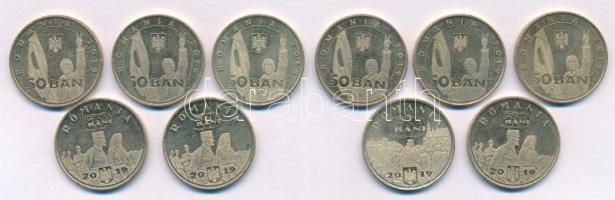 Románia 2019. 50b forgalmi emlékpénz (10db, 3xklf) T:AU,XF Romania 2019. 50 Bani circulating commemorative coins (10pcs, 3xdiff) C:AU,XF
