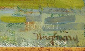Unghváry jelzéssel (Unghváry Sándor?): Napfényes vízpart. Olaj, vászon, fakeretben, 22x31 cm