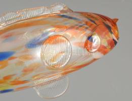 Anyagában színezett üveghal, hibátlan, h: 26 cm