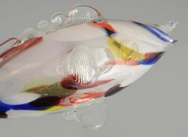 Anyagában színezett üveghal, hibátlan, h: 28 cm