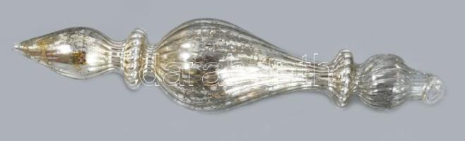 6 darab foncsorozott üveg karácsonyfadísz, hibátlan, h: 19 cm