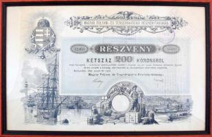 1895. Budapest "Magyar Folyam- és Tengerhajózási Részvénytársaság" részvénye 200K-ról, víz...