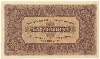 1923. 100K "Magyar Pénzjegynyomda Rt. Budapest" nyomdahely-jelöléssel T:AU kis sarokhajlás...