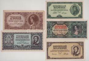 1946. 100.000MP + 100.000.000MP + 1.000.000MP + 10.000.000MP + 10.000BP T:VF,F szép papír, közte folt