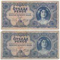 1945. 500P magyar "N" betű orosz "P" helyett + helyes szövegezésű támpéldány T:F,VG Adamo P19h, P19
