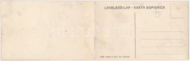 Novi Vinodolski, Novi, Novoga; 2-részes kihajtható panorámalap, A. Zanic kiadása / 2-tiled folding p...