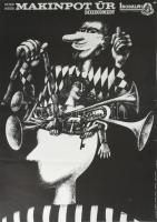 Kulinyi István (1945-): Makinpot (Mockinpott) úr, Peter Weiss színdarab, Irodalmi Színpad Bp., 1970, plakát, ofszet, papír, jelzett a plakáton, Offset Nyomda, hajtásnyomokkal, lapszéli kisebb szakadásokkal, 67x47 cm