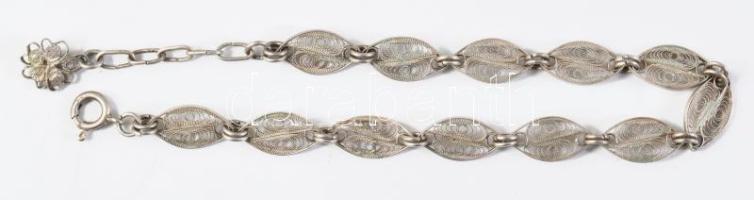 Ezüst (Ag) filigrán karkötő, h: 22 cm, 6,2g