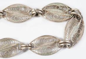 Ezüst (Ag) filigrán karkötő, h: 22 cm, 6,2g
