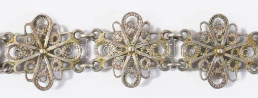 Ezüst (Ag) filigrán karkötő, h: 18 cm, 11,1g